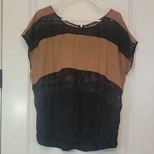 Women Tan and Black Top Medium PURE SUGAR